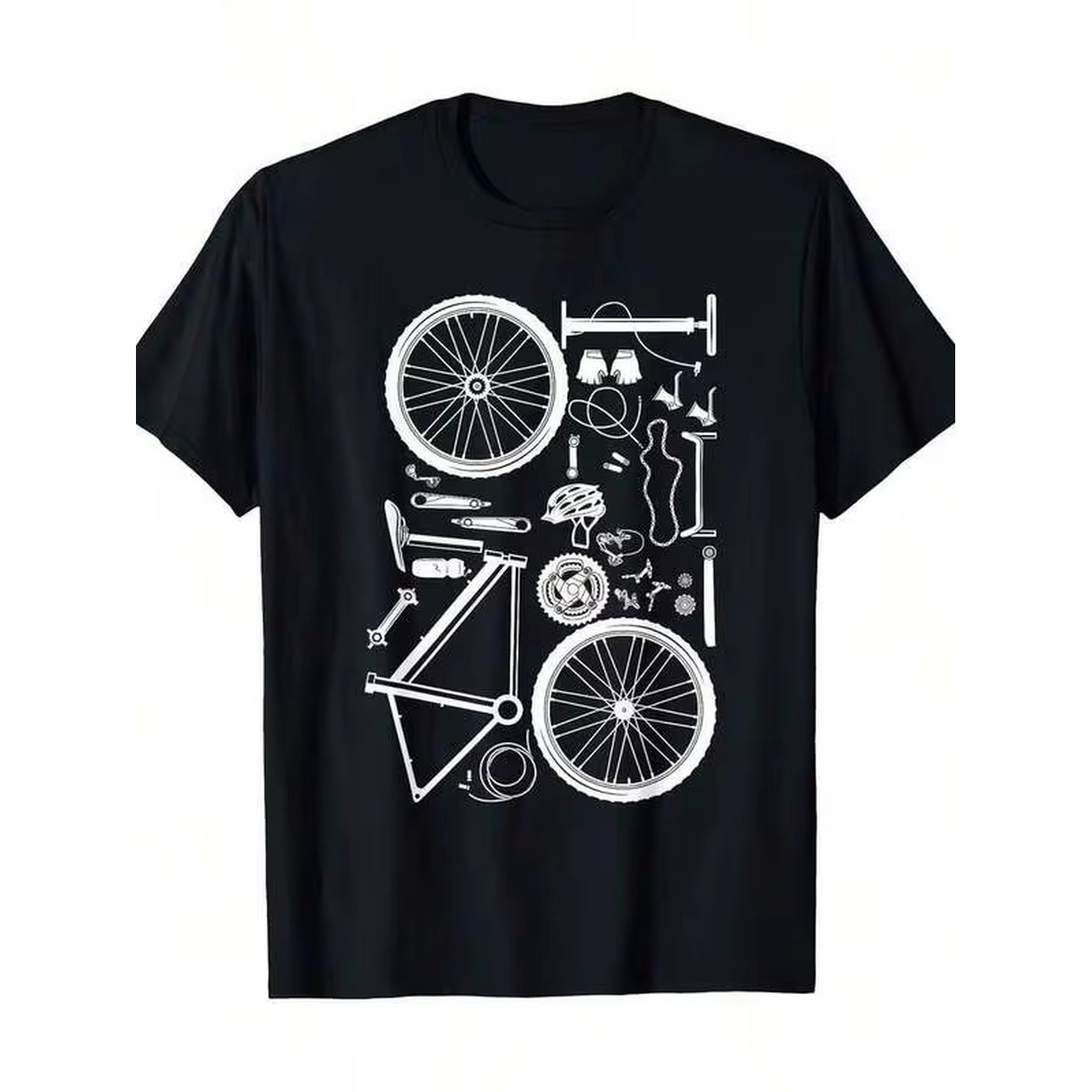 Mountain Biking Shirts - تي شيرت رجالي أسود من القطن